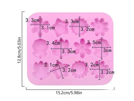 Molde silicona 12 flores surtidas chicas 